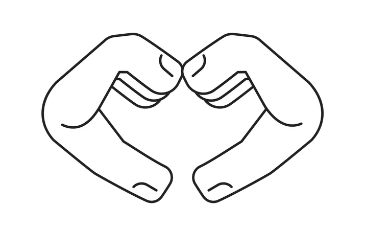 Heart Sign Monochrome Flat Vector Hand Hand Showing Heart Shape Hands Gesture Editable Black And White Thin Line Icon Simple Cartoon Clip Art Spot Illustration For Web Graphic Design Illustration