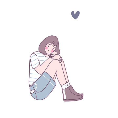 Heartbroken woman sitting alone Illustration