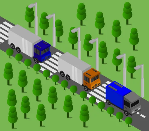 Heavy truck lane in highway  Illustration