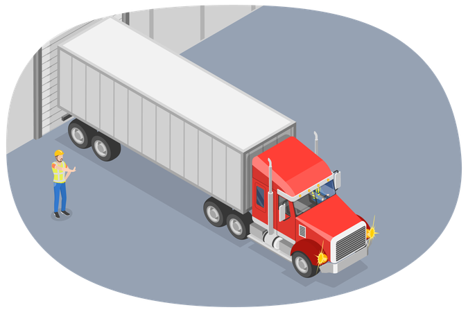 Heavy Vehicle Driving and moving backward  Illustration