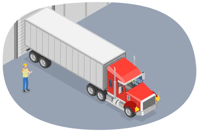 Heavy Vehicle Driving and moving backward  Illustration
