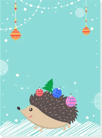 Hedgehog is printed on invitation card  일러스트레이션