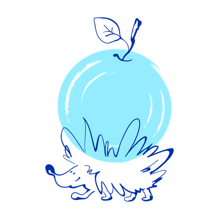 Hedgehog with apple  Illustration