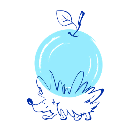 Hedgehog with apple  Illustration