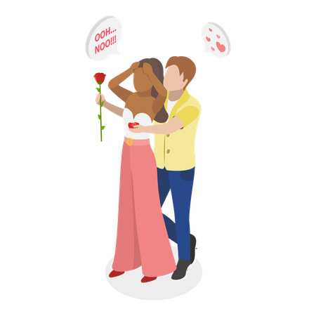 Ablehnung eines Heiratsantrags  Illustration