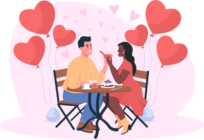 Mann macht Mädchen beim Abendessen einen Heiratsantrag  Illustration