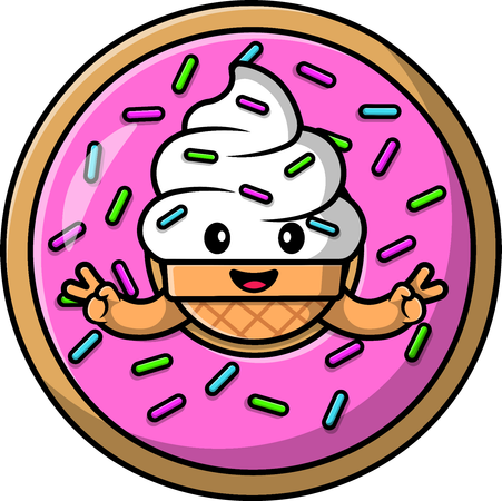 Helado en donut  Ilustración