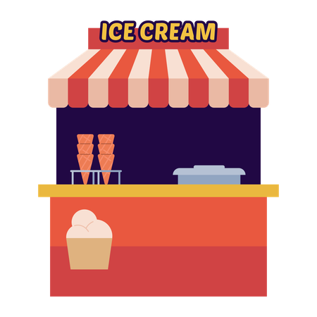 Patio de comidas de helados  Ilustración