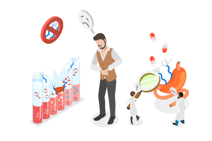 Helicobacter Pylori Infection  Illustration