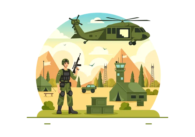 Vector Illustration Of Military Army Forces Featuring Soldiers Weapons Tanks And Heavy Protective Equipment In A Flat Style Cartoon Background Illustration