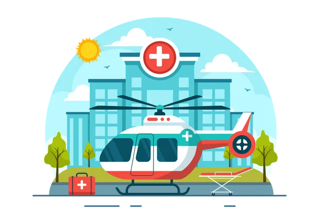 Helicóptero médico  Ilustração