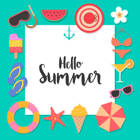 Hello Summer background Poster Illustration
