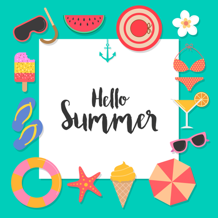 Hello Summer background Poster  Illustration