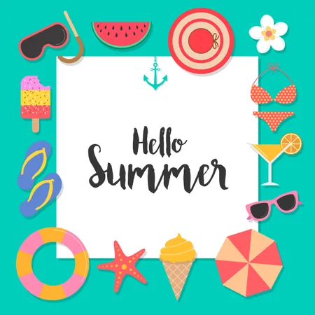 Hello Summer background Poster  Illustration