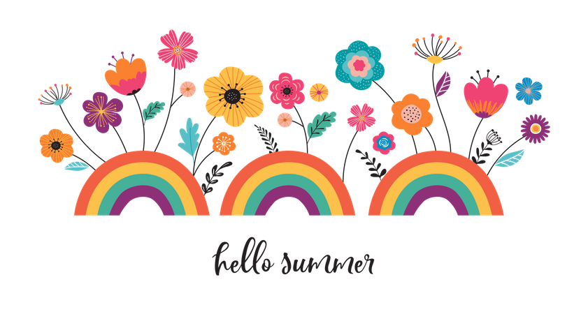 Hello summer banner Illustration
