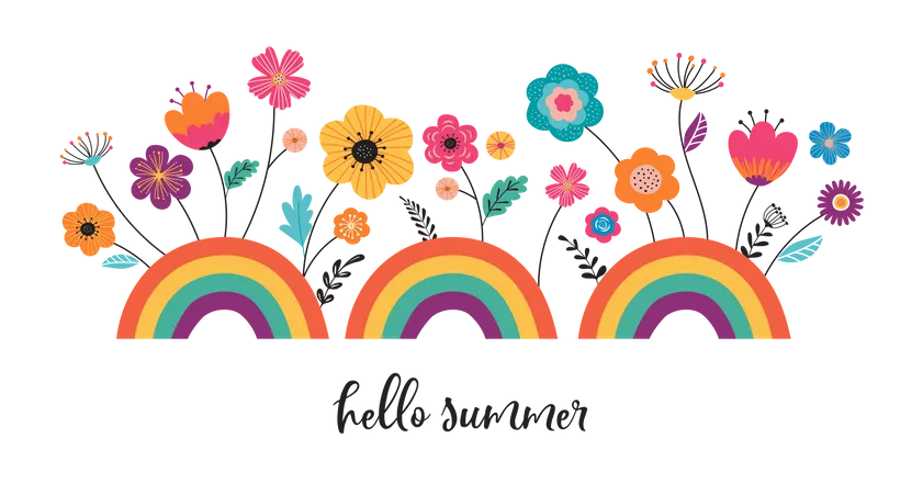 Hello summer banner  Illustration