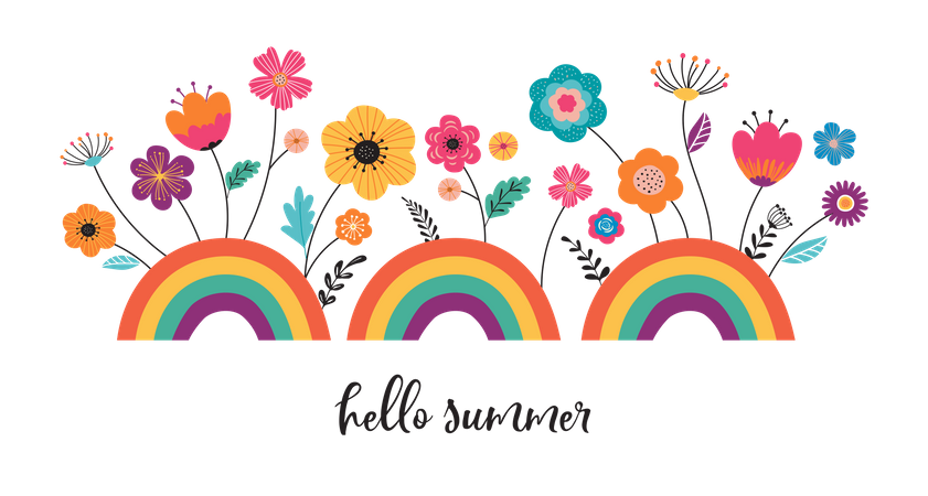 Hello summer banner  Illustration