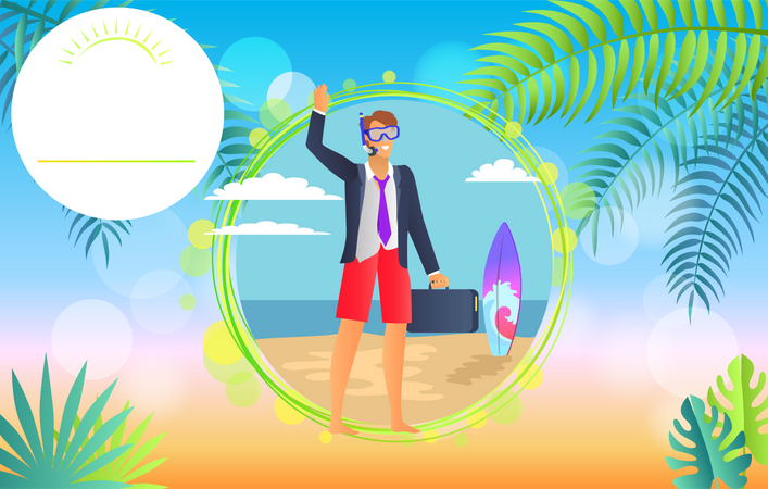 Hello Summer Businessman  Illustration