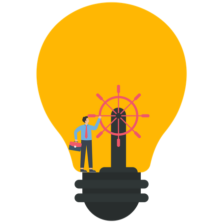 Helm Inside Light Bulb  Illustration