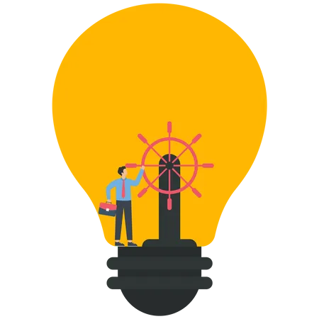 Helm Inside Light Bulb  Illustration