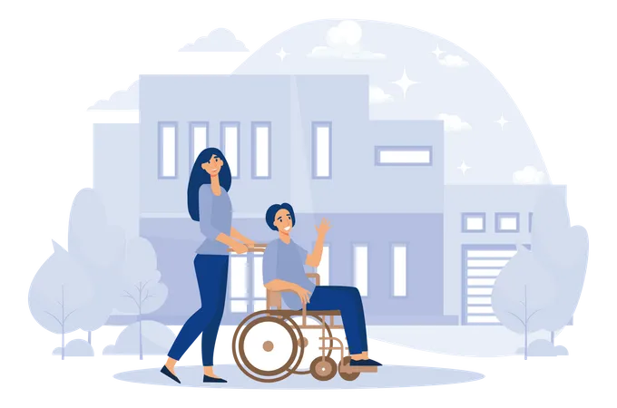 Help for disabled people  Illustration