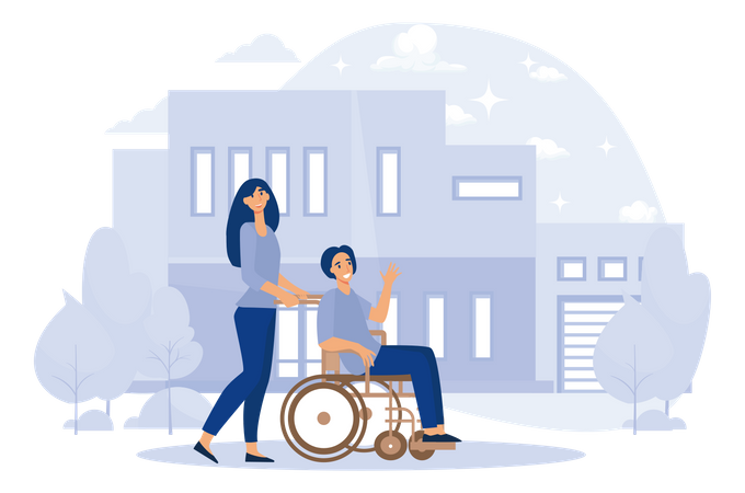 Help for disabled people  Illustration