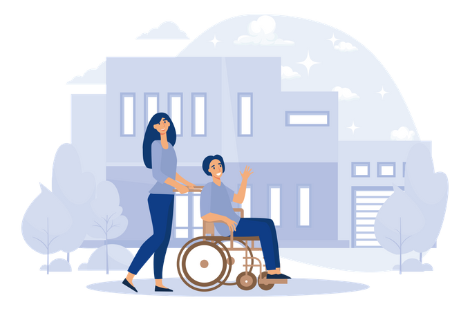 Help for disabled people  Illustration