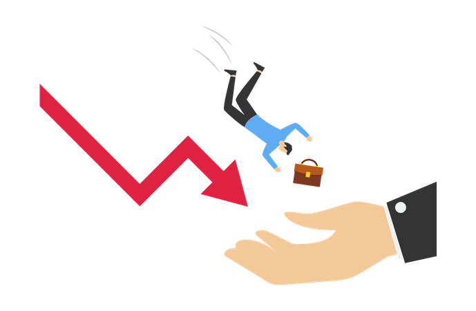 Help in business when graph down  Illustration