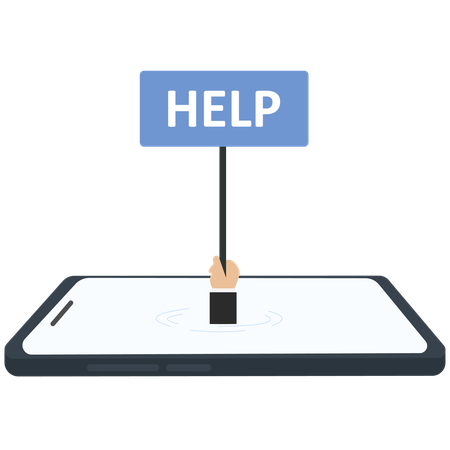 Help Sign Held Above Smartphone Screen Digital Assistance  Illustration