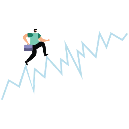 Help the businessman to run to the top of the arrow  Illustration