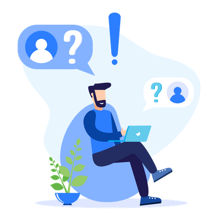 Helpdesk Question and answer Illustration