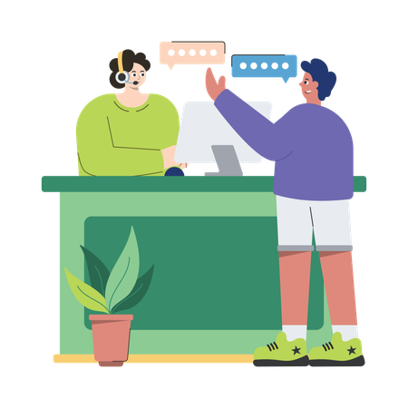 Helping customer face to face  Illustration