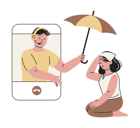 Helping Hand Support Depression  Illustration