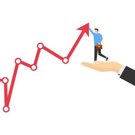 Helping hand support for business success  Illustration