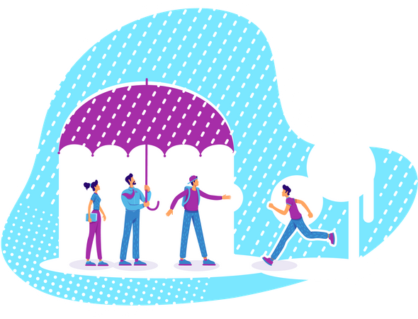 Helping members of business team  Illustration