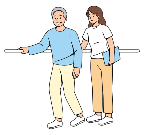 Helping Old Man Walk  イラスト