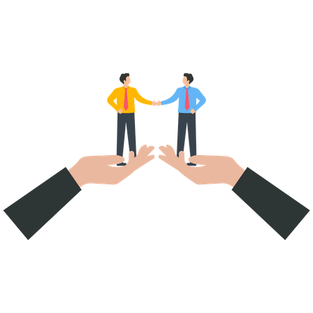 Helping two businessmen to facilitate cooperation and reach agreements  Illustration