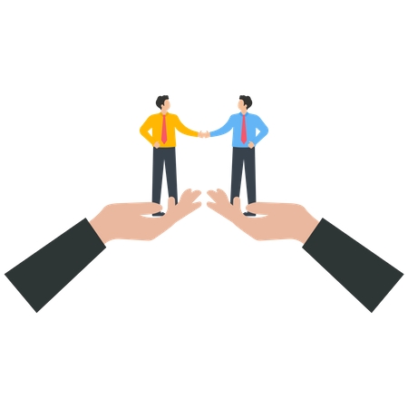 Helping two businessmen to facilitate cooperation and reach agreements  Illustration