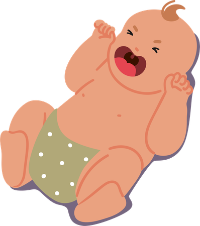 Helpless Infant Lies On Back  Illustration