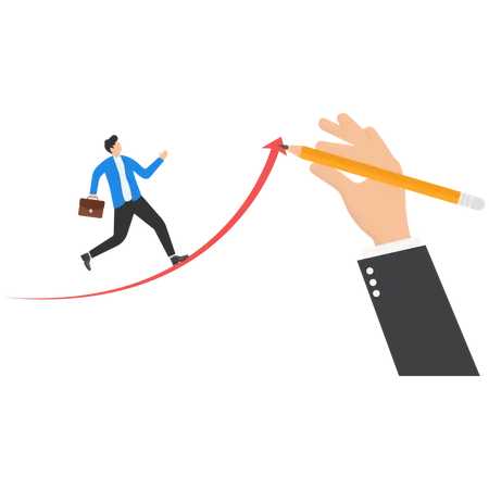 Hand Drawn Arrow Helps Businessman Executives To Success Concept Business Success Illustration Vector Cartoon Character And Abstract Illustration