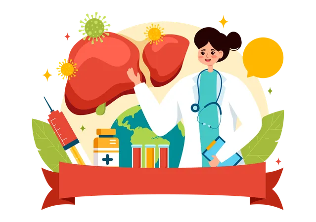 World Hepatitis Day Vector Illustration On 28 July Of Patient Diseased Liver Cancer And Cirrhosis In Healthcare Flat Cartoon Background Design イラスト