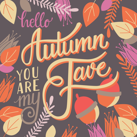 Herbst, du bist mein Liebling, handgeschriebene Typografie, modernes Plakatdesign, Vektorillustration  Illustration