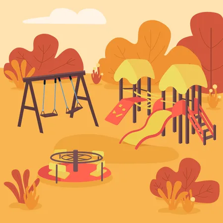 Herbstspielplatz  Illustration