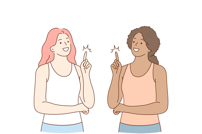 Las hermanas están discutiendo entre sí.  Ilustración