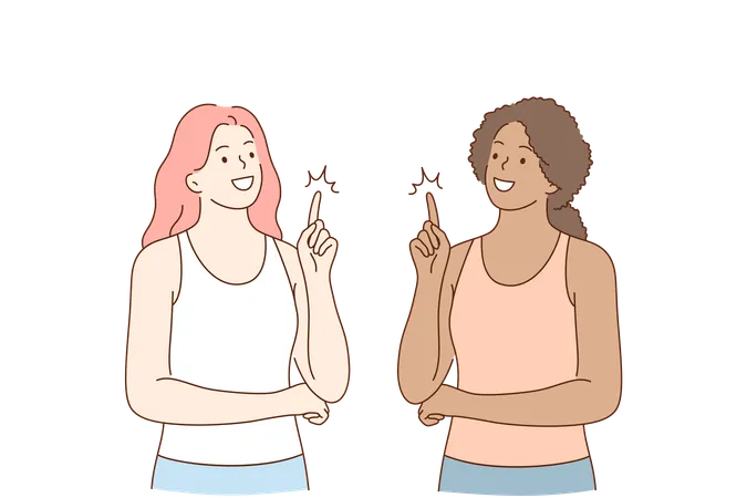 Las hermanas están discutiendo entre sí.  Ilustración