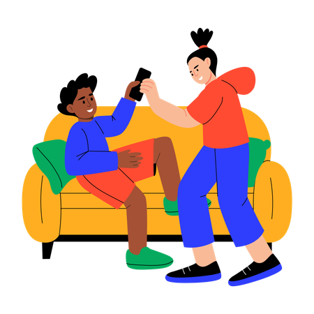 Hermanos peleando  Ilustración