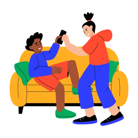 Hermanos peleando  Ilustración