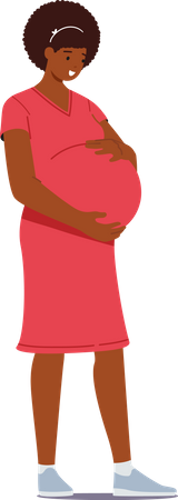 Hermosa mujer embarazada africana  Ilustración