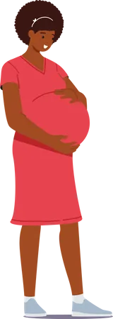 Hermosa mujer embarazada africana  Ilustración