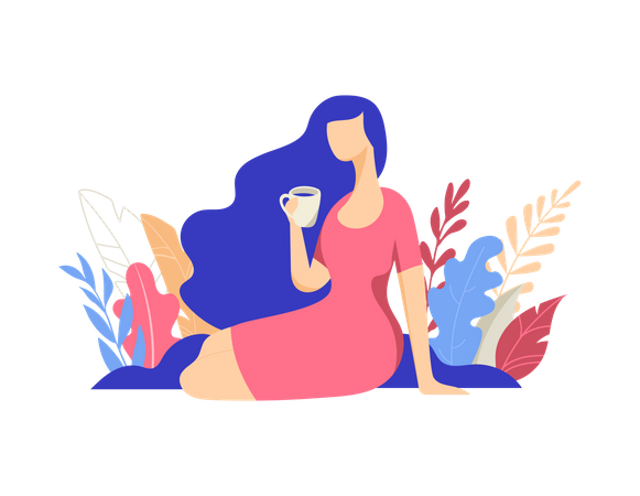 Hermosa mujer tomando café  Illustration